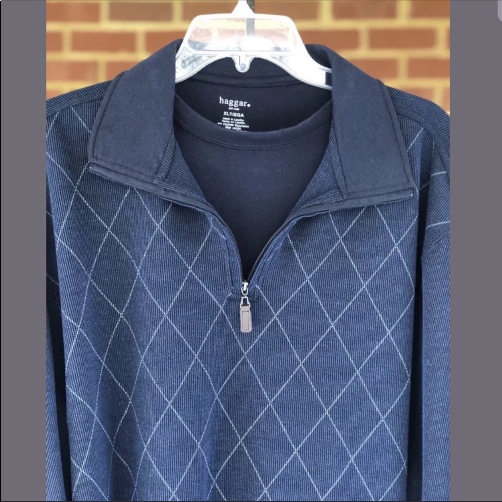 **SOLD* Navy 1/4 Zip Mock Layer Sweater XLT HAGGAR - Picture 2 of 5
